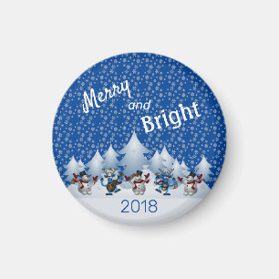 Merry und Bright Snowmen Magnet
