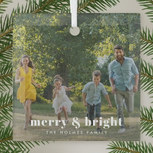 Merry und Bright Stilvolle Weihnachten im Foto Ornament Aus Glas