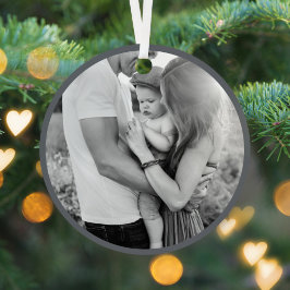 Merry und Bright | Stilvolles graues Weihnachtsgeb Ornament Aus Metall
