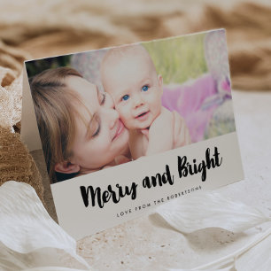 Merry und Bright Trendy Family Foto Feiertagskarte