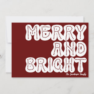 Merry und Bright Trendy Retro White Dunkel Red Feiertagskarte