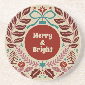 Merry und Bright Vintage Weihnachten Whimsical Getränkeuntersetzer