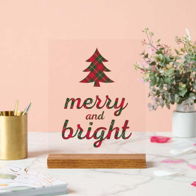 Merry und Bright Weihnachtstypografie Akrylic Sign Acrylschild (Hochzeit)