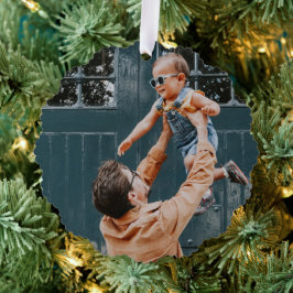 Merry und helle Minimal Weihnachts Soft Red Foto Ornament Karte