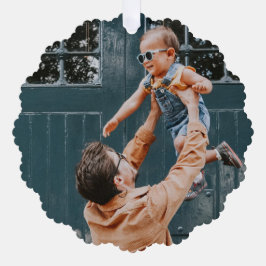 Merry und helle Minimal Weihnachts Soft Red Foto Ornament Karte