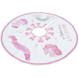 Merry Unicorn Pink Rainbow Weihnachtsspass Polyester Weihnachtsbaumdecke