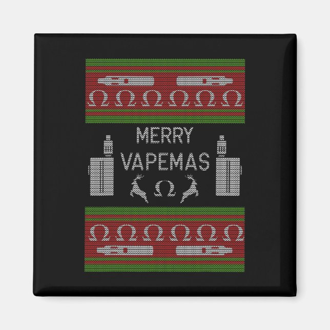 Merry Vapemas - Vaping Ugly Christmas Sweater Magnet (Vorne)