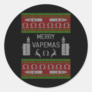 Merry Vapemas - Vaping Ugly Christmas Sweater Runder Aufkleber