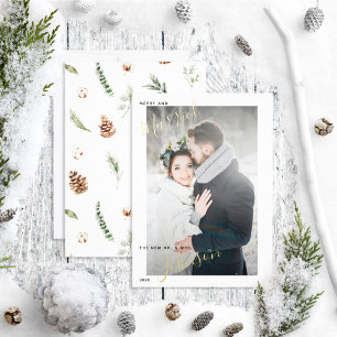 Merry & Verheiratet Cotton Winter Wedding Foto Folien Feiertagskarte
