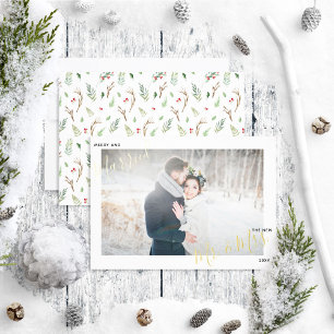Merry & Verheiratet Forest Berry Wedding Foto Folien Feiertagskarte