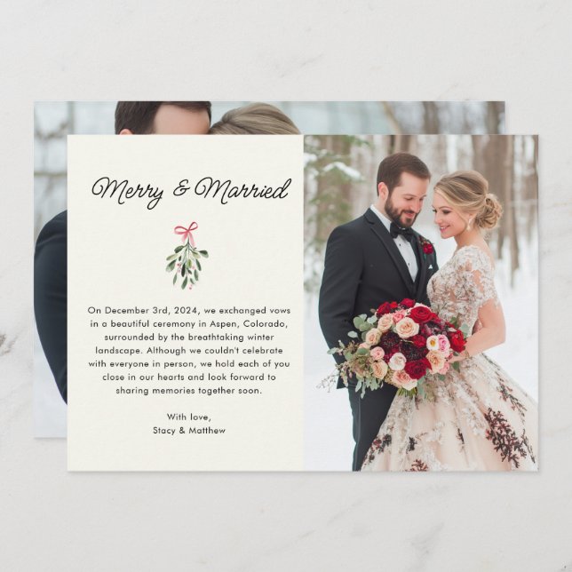 Merry & Verheiratet Foto Wedding Card Dankeskarte (Vorne/Hinten)