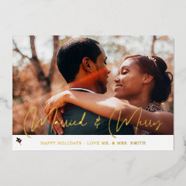 Merry & Verheiratet Holly Foto Holiday Folieneinladung