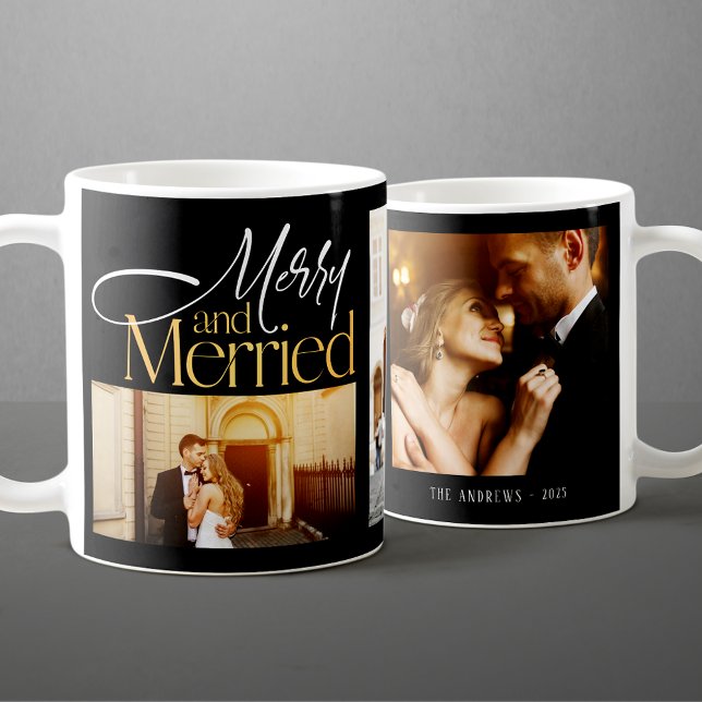 Merry & Verheiratet Newlyweds 3 Foto Weihnachten Kaffeetasse (Von Creator hochgeladen)