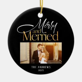 Merry & Verheiratet Newlyweds Foto Weihnachten Keramik Ornament