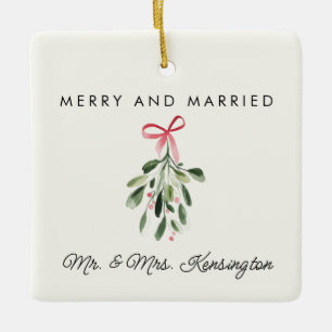 Merry & Verheiratet Personalisierte Hochzeitsfotos Keramikornament