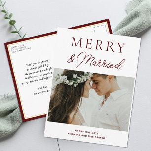 Merry Verheiratet Red Script Modernes Foto Weihnac Feiertagspostkarte