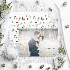 Merry & Verheiratet Red Winter Wedding Foto Folien Feiertagskarte