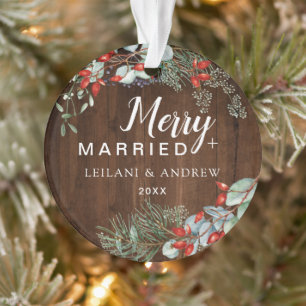 Merry Verheiratet Rustic Wood Berry Foilage Ornament