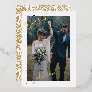 Merry & Verheiratet Script Wedding Foto Foil Holid Folien Feiertagskarte