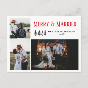 Merry & Verheiratet Wedding Couple Multi-Foto Feiertagspostkarte