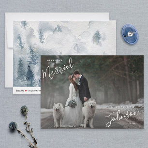 Merry & Verheiratet White Script Foto Weihnachtska Feiertagskarte