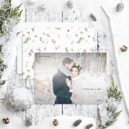Merry & Verheiratet Winter Berry Wedding Foto Folien Feiertagskarte