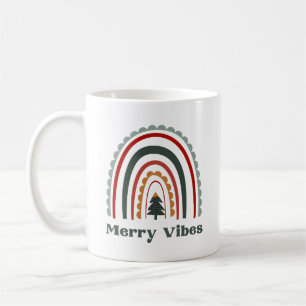 Merry Vibes Boho Rainbow Retro Christmas Kaffeetasse