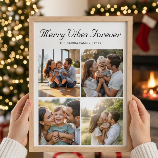 Merry Vibes Forever Classic Family Grußkarte Feiertagskarte (Von Creator hochgeladen)