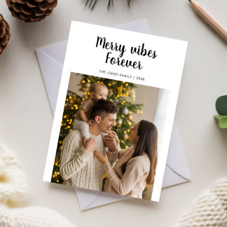 Merry Vibes Forever Foto Family Card Feiertagskarte