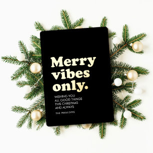 Merry vibes nur einfache Retro Weihnachten außerha Folien Feiertagskarte