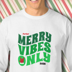 Merry Vibes nur Grün Jahr passt Weihnachten T-Shirt