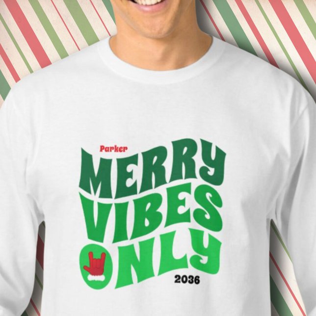 Merry Vibes nur Grün Jahr passt Weihnachten T-Shirt (Merry Vibes Only Green Year Matching Christmas T-Shirt)