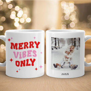 Merry Vibes nur   Modernes Retro-Weihnachtsfest-Fo Kaffeetasse