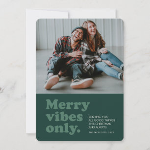 Merry vibes nur Retro-grünes Foto Feiertagskarte