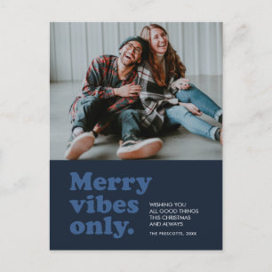 Merry vibes nur Retro marineblaue Urlaub Postkarte