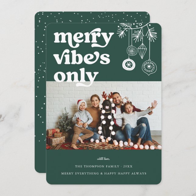 Merry Vibes nur | Retro Weihnachten Foto Urlaub (Vorne/Hinten)