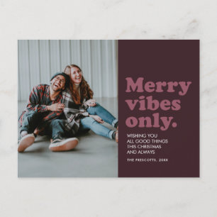 Merry vibes nur Retrobeere Feiertagspostkarte