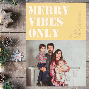 Merry Vibes Only Family Foto Soft Gold Folien Feiertagskarte