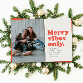 Merry vibes only retro holiday foto card feiertagskarte