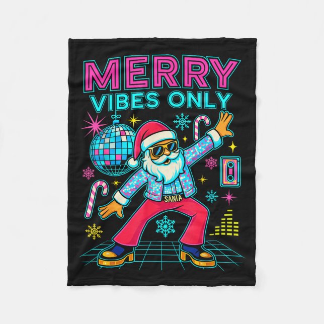 Merry Vibes Only Santa Christmas Disco Retro 70s 8 Fleecedecke (Vorderseite)