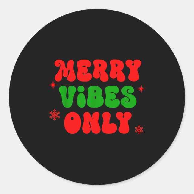 Merry Vibes Only Shirt,christmas Family Pajamas,me Runder Aufkleber (Vorderseite)