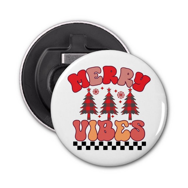 Merry Vibes Retro Groovy Weihnachtsferien Flaschenöffner (Vorderseite)