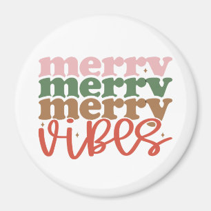 Merry Vibes Retro Groovy Weihnachtsferien Magnet