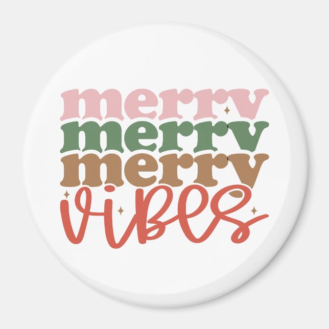 Merry Vibes Retro Groovy Weihnachtsferien Magnet (Vorne)