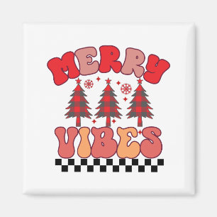 Merry Vibes Retro Groovy Weihnachtsferien Magnet