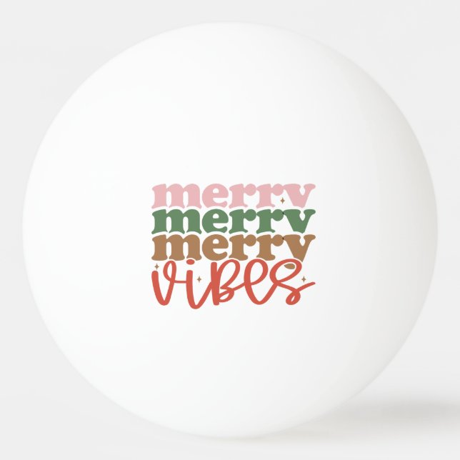 Merry Vibes Retro Groovy Weihnachtsferien Tischtennisball (Vorderseite)