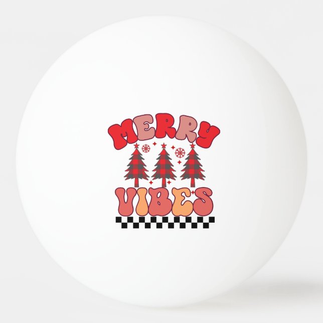 Merry Vibes Retro Groovy Weihnachtsferien Tischtennisball (Vorderseite)