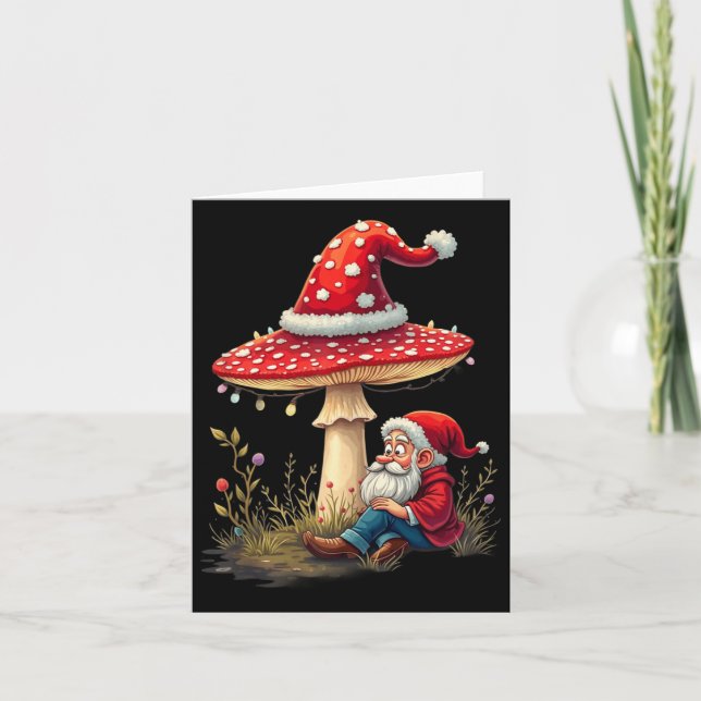 Merry Vintage Christmas Gnome Mushroom Santa Claus Karte (Vorderseite)
