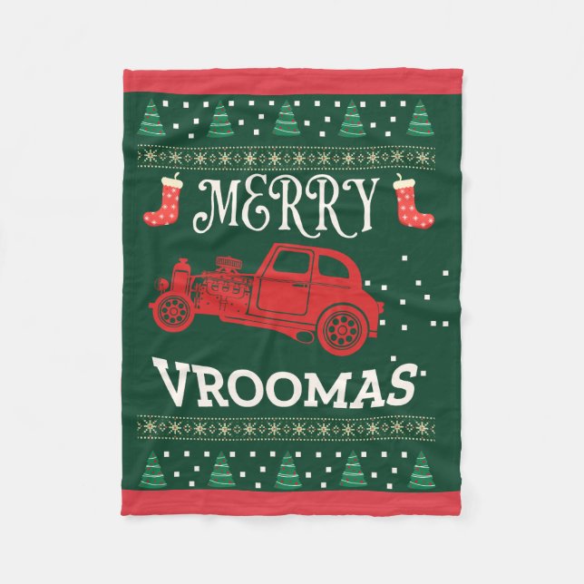 MERRY VROOMAS - CHRISTMAS UGLY SWEATER FLEECEDECKE (Vorderseite)