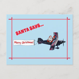 Merry Waving Santa Says Postkarte